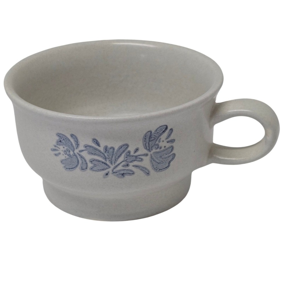 Pfaltzgraff Yorktowne Blue Floral Stoneware Tea Cup Coffee Mug Gray Speckled 7-1